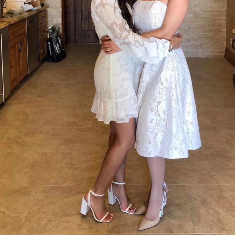 White strappy heels
